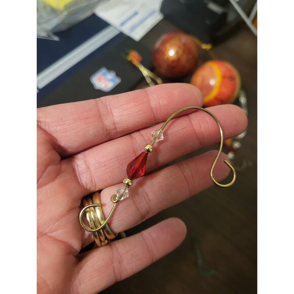 Vintage Wooden & Paper Mache Handpainted christmas ornaments lot of 6 - Picture 8 of 8